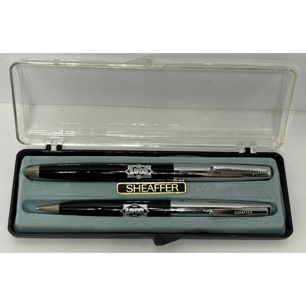 Sheaffer Blaw Knox Pen And Mechanical Pencil Set ‎ Black And Silver Tone 80s VTG